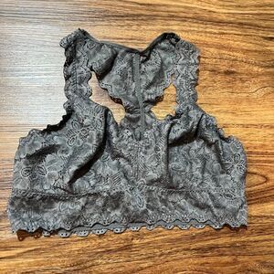 Felina Lingerie Gray Racerback Lace Bralette Women's Size Medium Lightweight